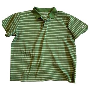 Nike Golf Polo Shirt Men Large Dri-Fit UV Sun Protection Short Sleeve Stripe XXL